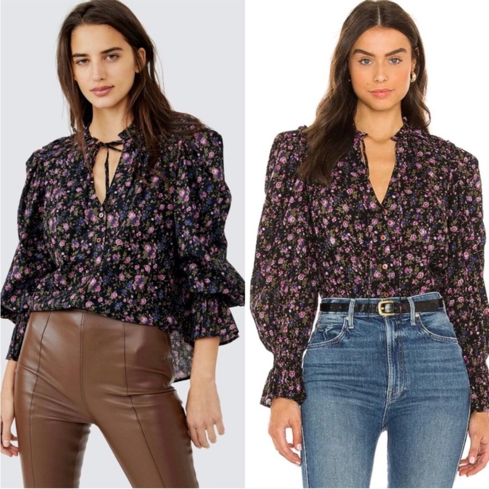 Free People Meant To Be Blouse in Black Combo